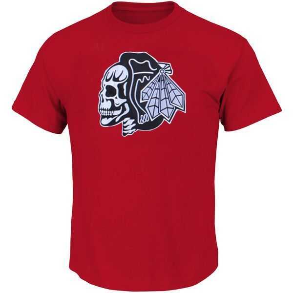 NHL Chicago Blackhawks Black Skull Head Red T-Shirt WEM,We sell and wholesale NHL Chicago Blackhawks Black Skull Head Red T-Shirt WEM on line form chian!